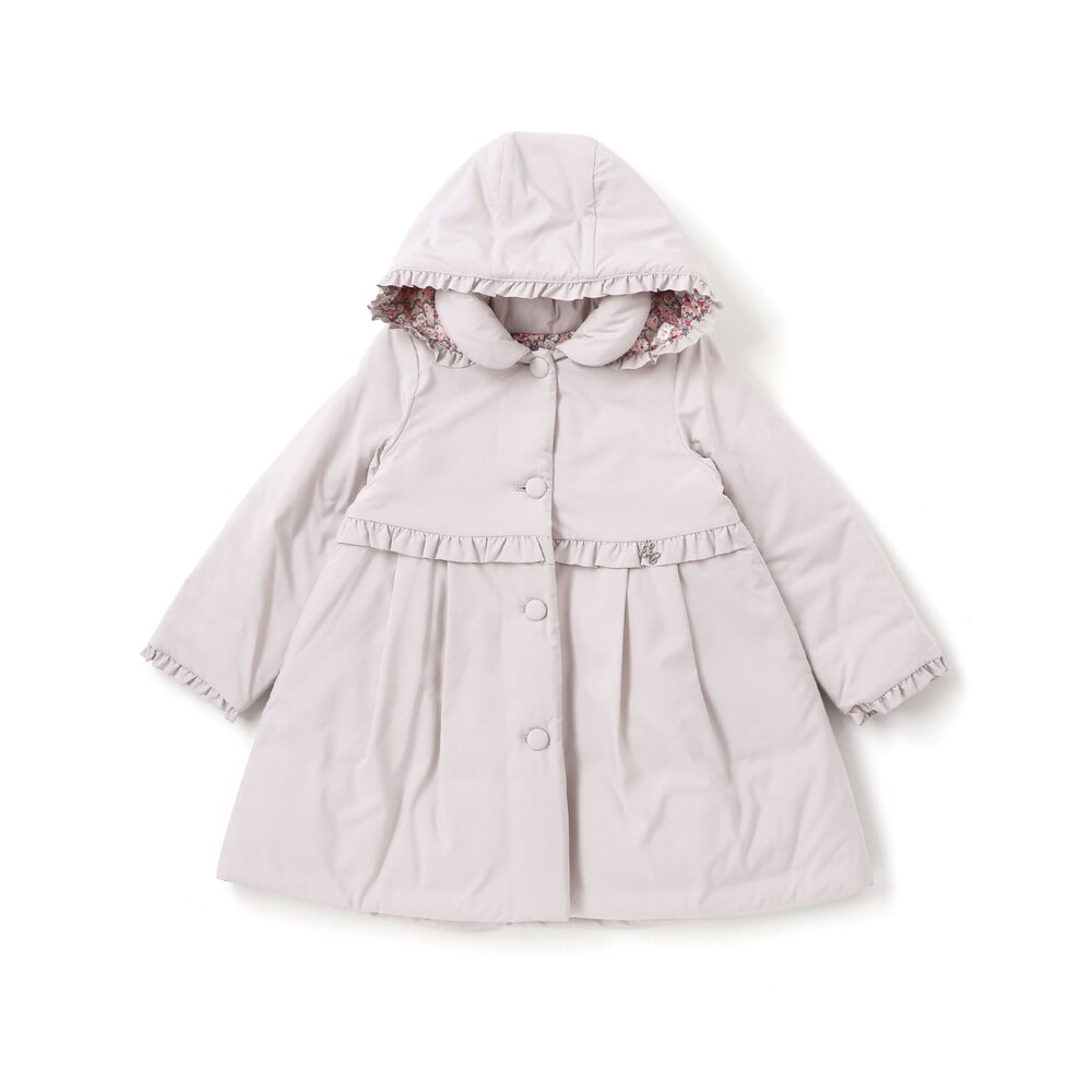 【お揃い】裏リバティ(Leila)中綿フード付きコート(90~140cm) ネイビー 90cm