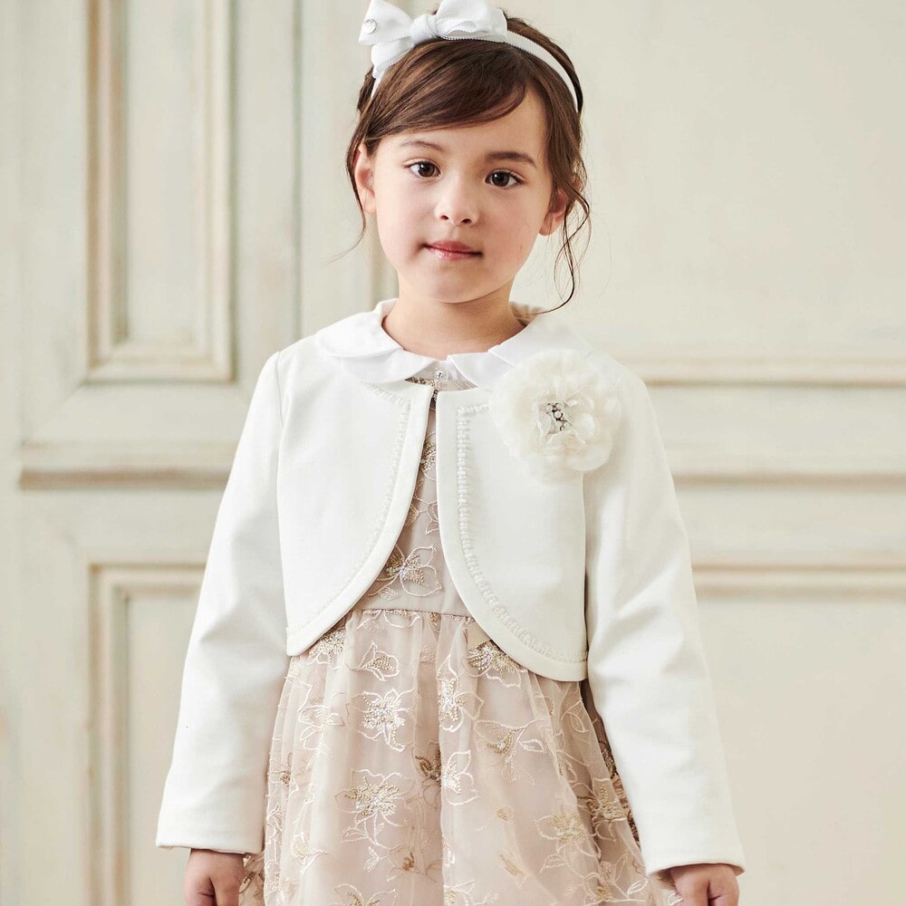 ストレッチポンチレース付きジャケット(110~130cm) ホワイト 110cm