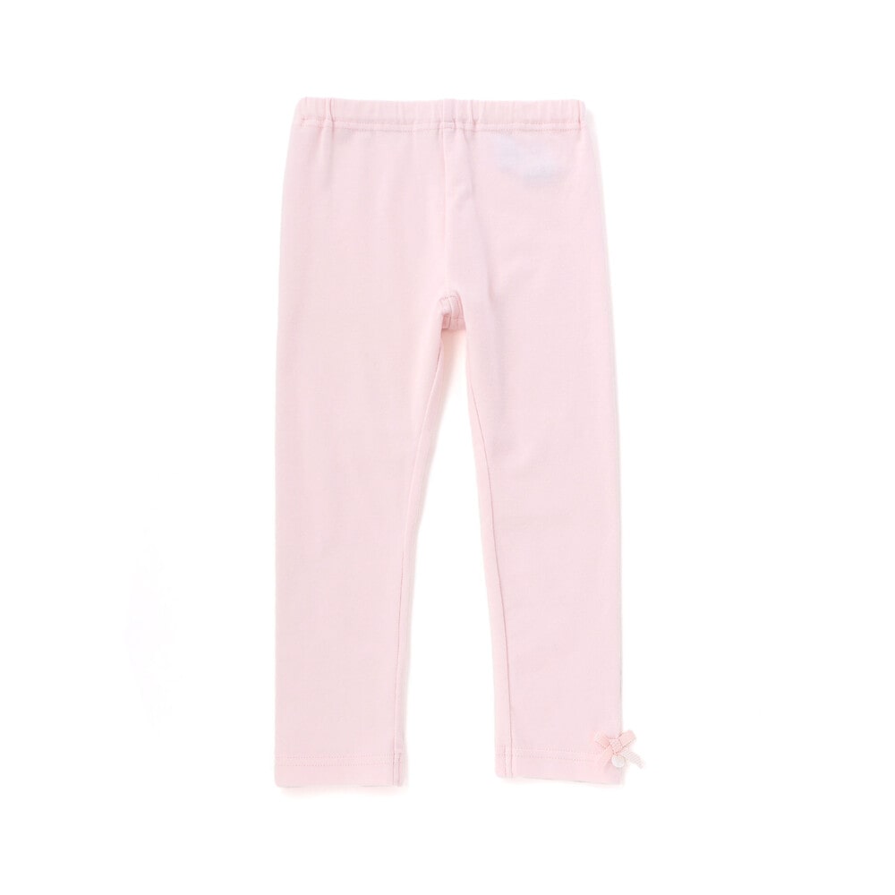 ストレッチ ベア天竺 裾リボン付きレギンス(80~140cm) ピンク SSS