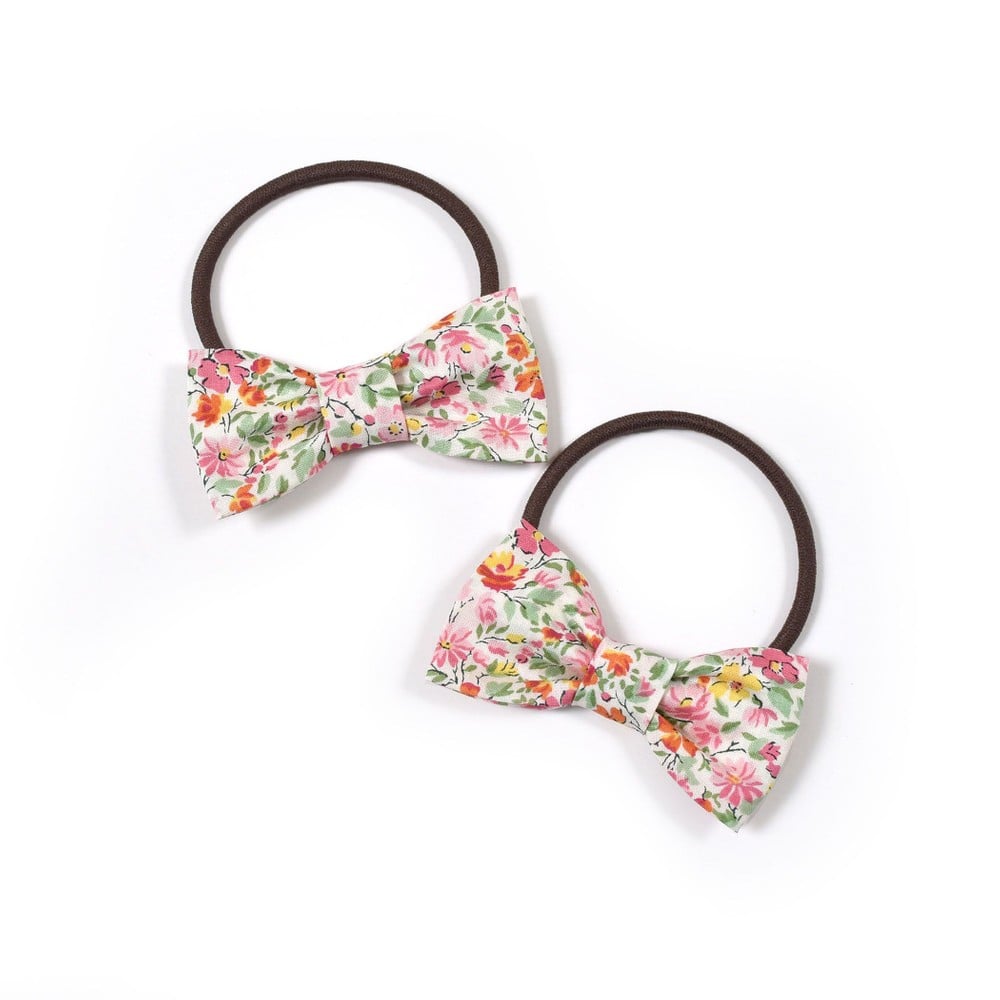 日本製 リバティプリント(Hannah Rose) 花柄 リボン ヘアゴム(ﾜﾝｻｲｽﾞ  