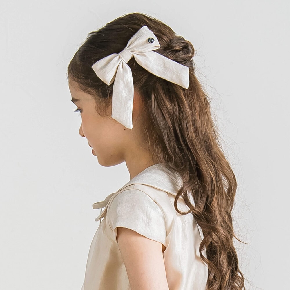 サテンリボンヘアクリップ