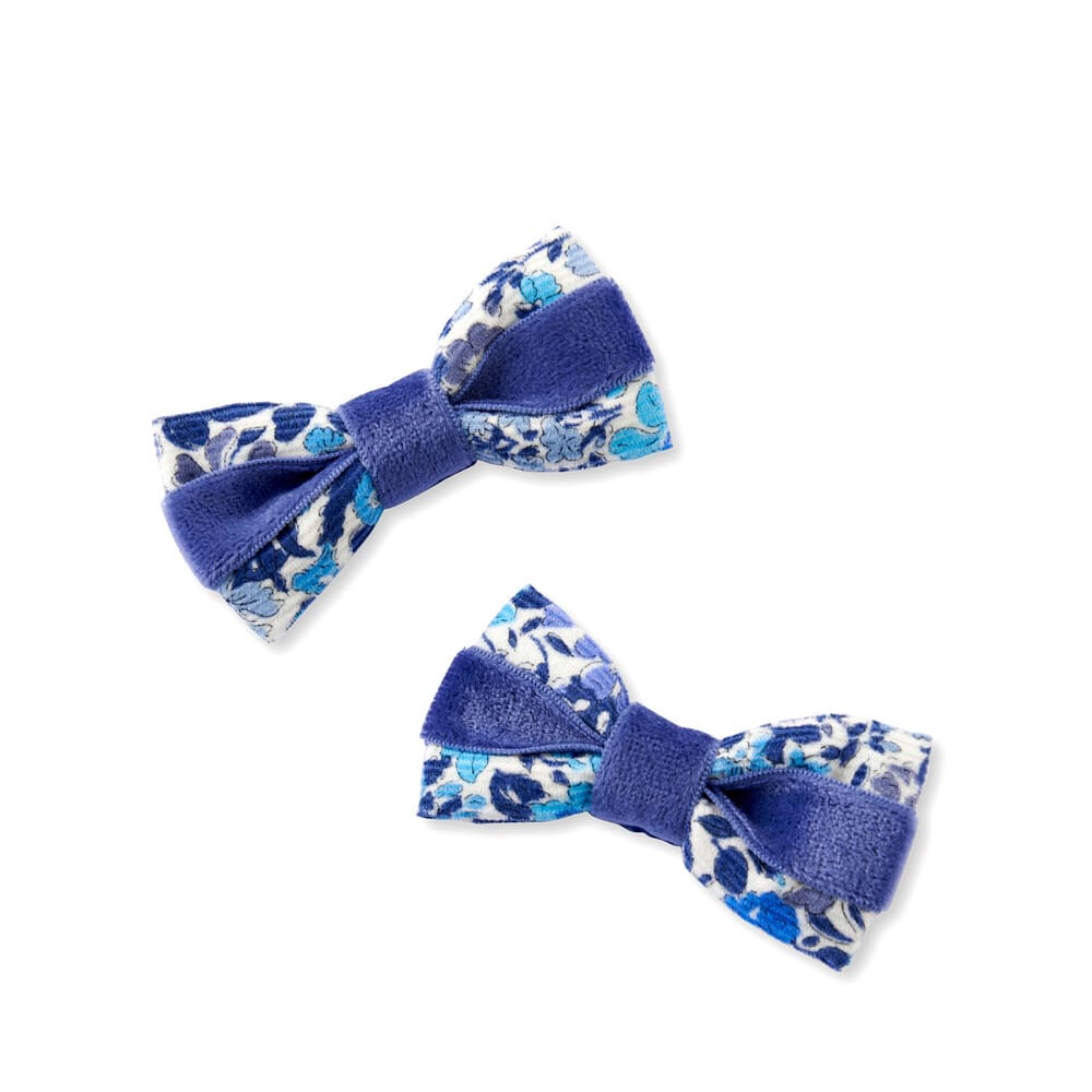 【日本製】【お揃い】リバティ(JoannaLouise)ヘアクリップ ブルー系 ワンサイズ