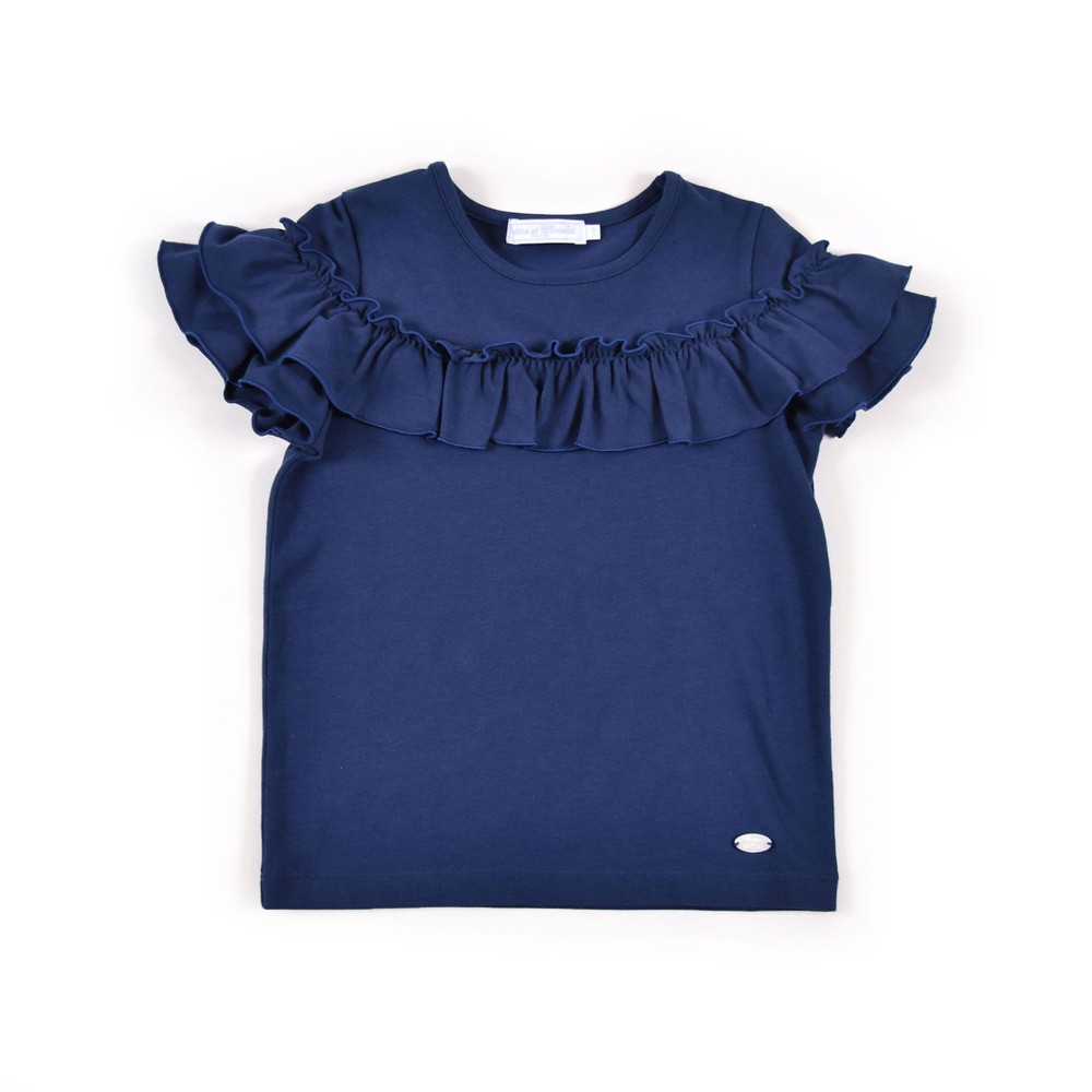 フリル フェミニン シンプル 無地 半袖 Tシャツ (110cm~130cm) ホワイト 130cm