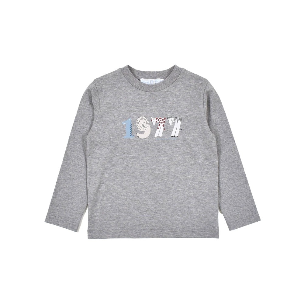 1977 アニマル プリント 長袖 Tシャツ (90~110cm) ブルー 110cm