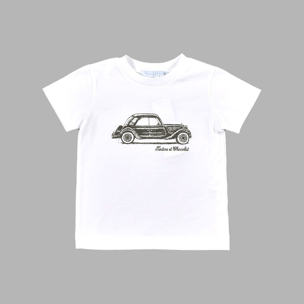 日本製 コットン TCロゴ 車 プリント 半袖 Tシャツ (90~110cm) グリーン 110cm