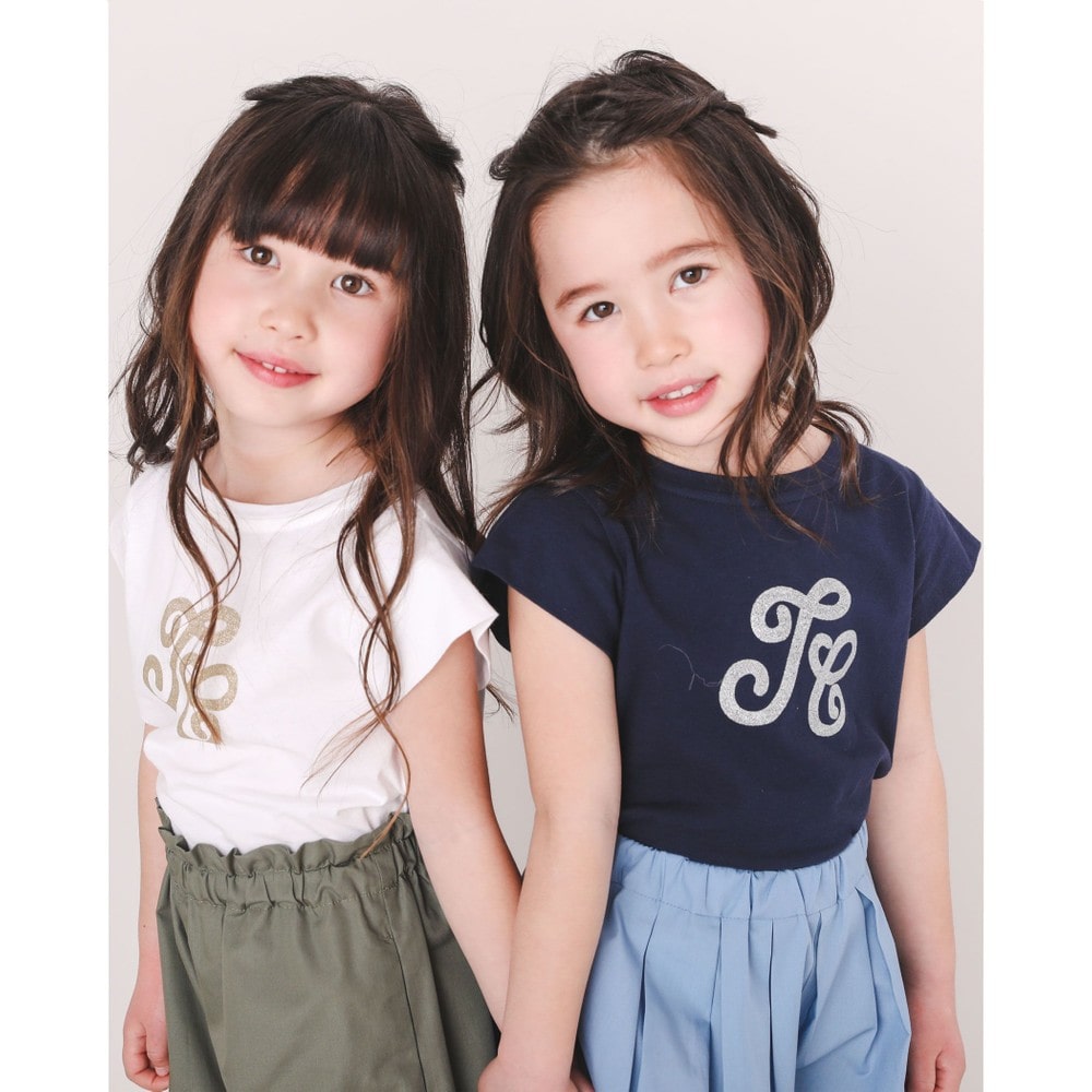 TCロゴ グリッター プリント 半袖 Tシャツ (90~140cm) ネイビー 90cm
