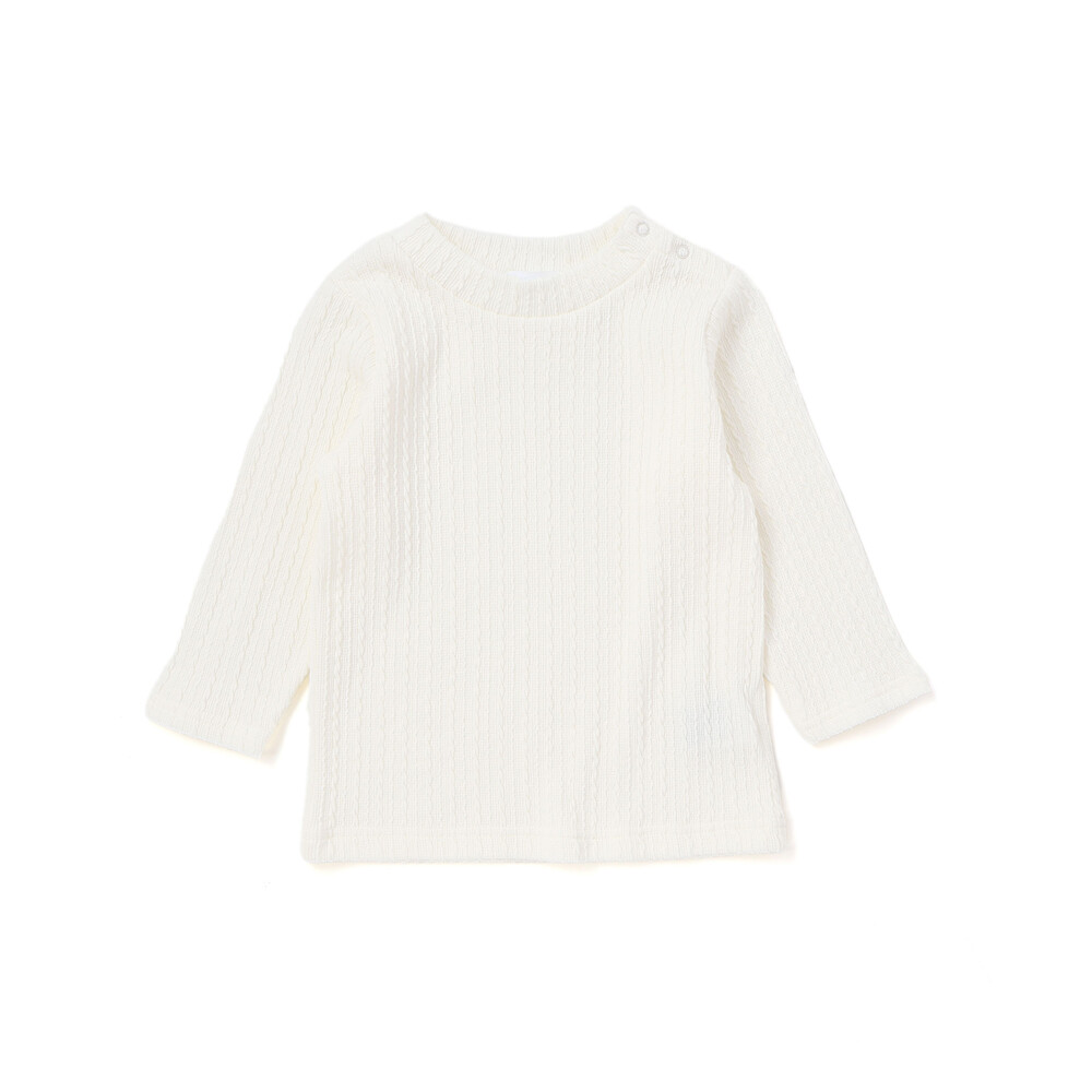 ケーブルニットハイネックTシャツベビー(70~90cm) オフホワイト S(70-80cm)