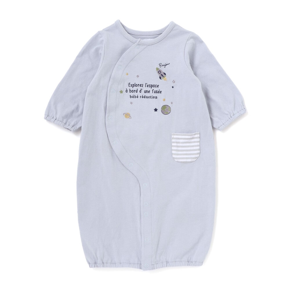 【お揃い】天竺宇宙モチーフ刺しゅう長袖2WAYオール(50~75cm) ブルー ワンサイズ