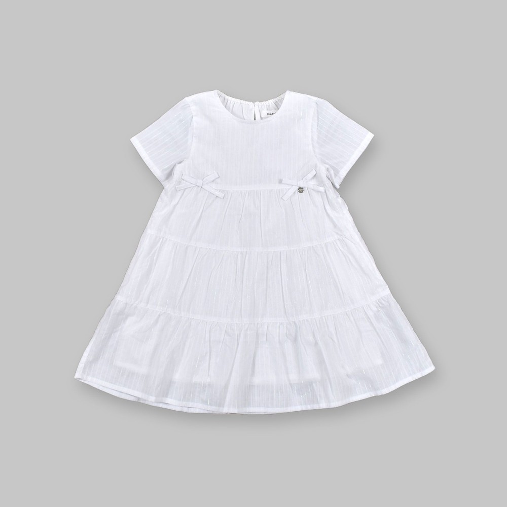 ストライプ ティアード 裏地付 ワンピース (90~130cm) オレンジ系 130cm