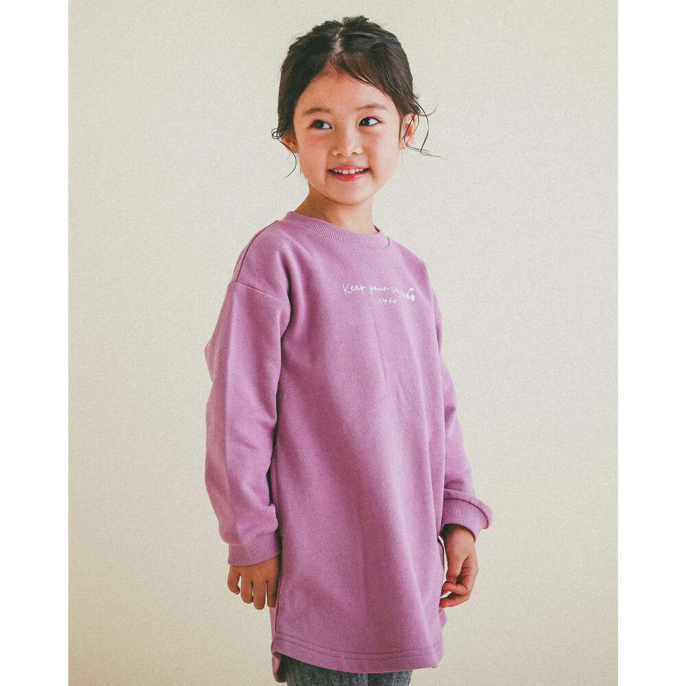 バック プリント 裏毛 トレーナー ワンピース (80~130cm) グレー 90cm