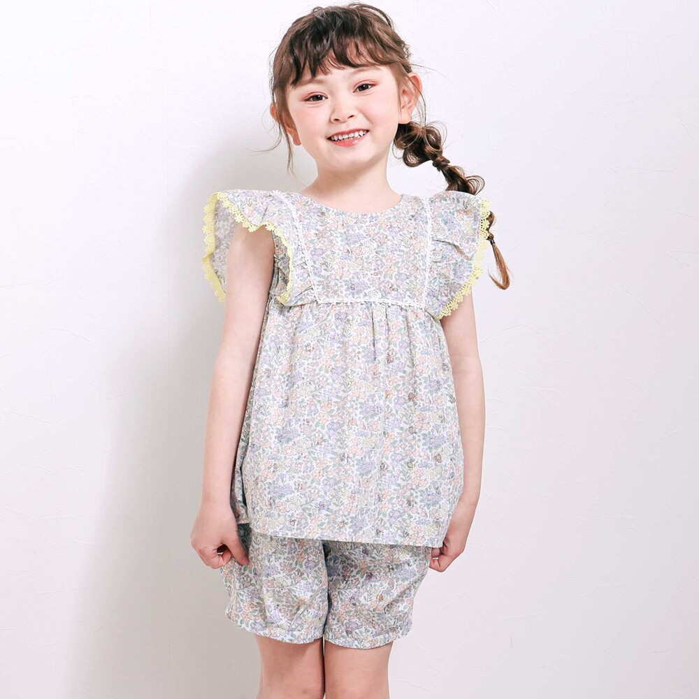 花柄チュニック+ショーパンセットアップ(80~130cm) イエロー系 80cm