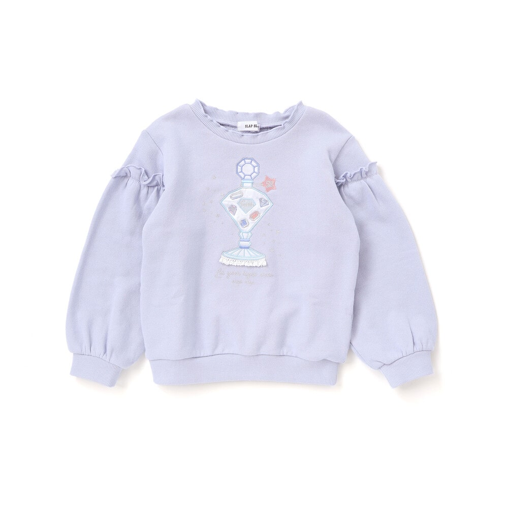 ケーキパフュームボトルモチーフキラキラパッチ刺しゅうトレーナー(80~130cm) ブルー 80cm