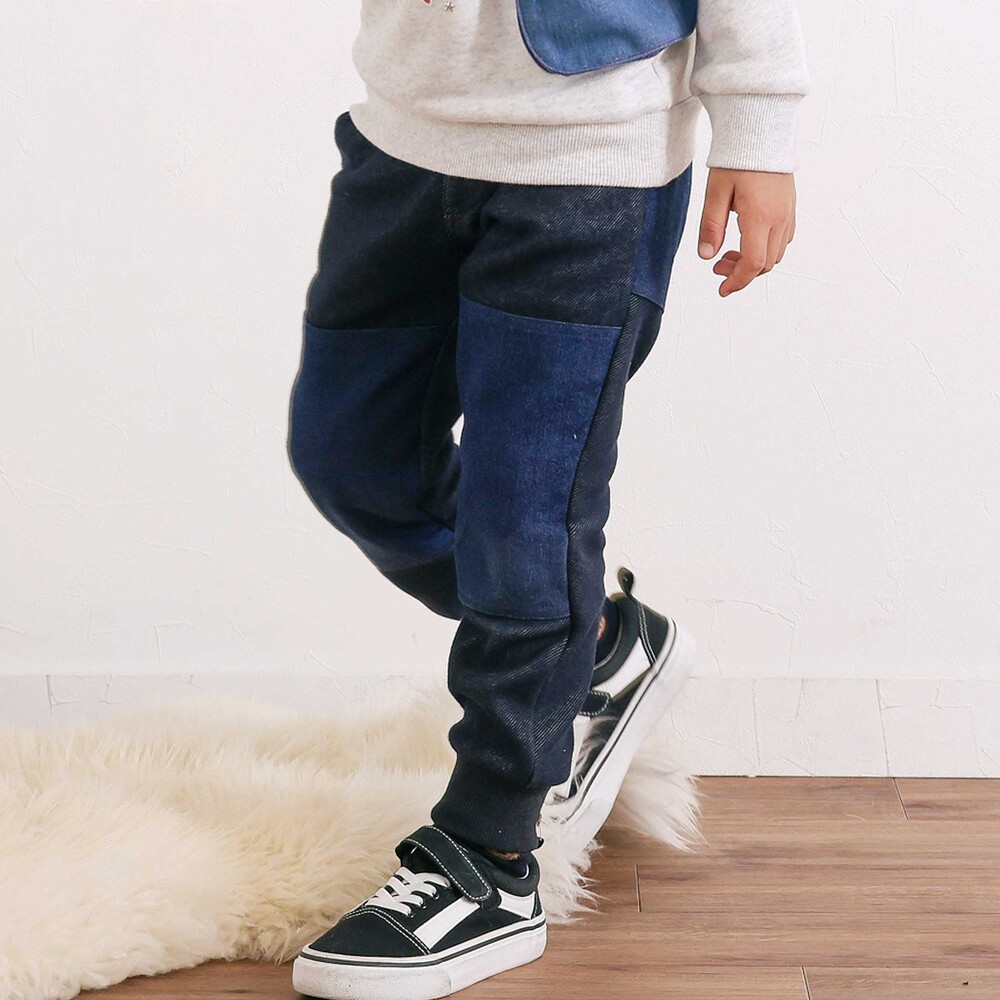 【GANJYO】裏シャギーおしりひざ強化頑丈パンツ(80~130cm) ネイビー 80cm
