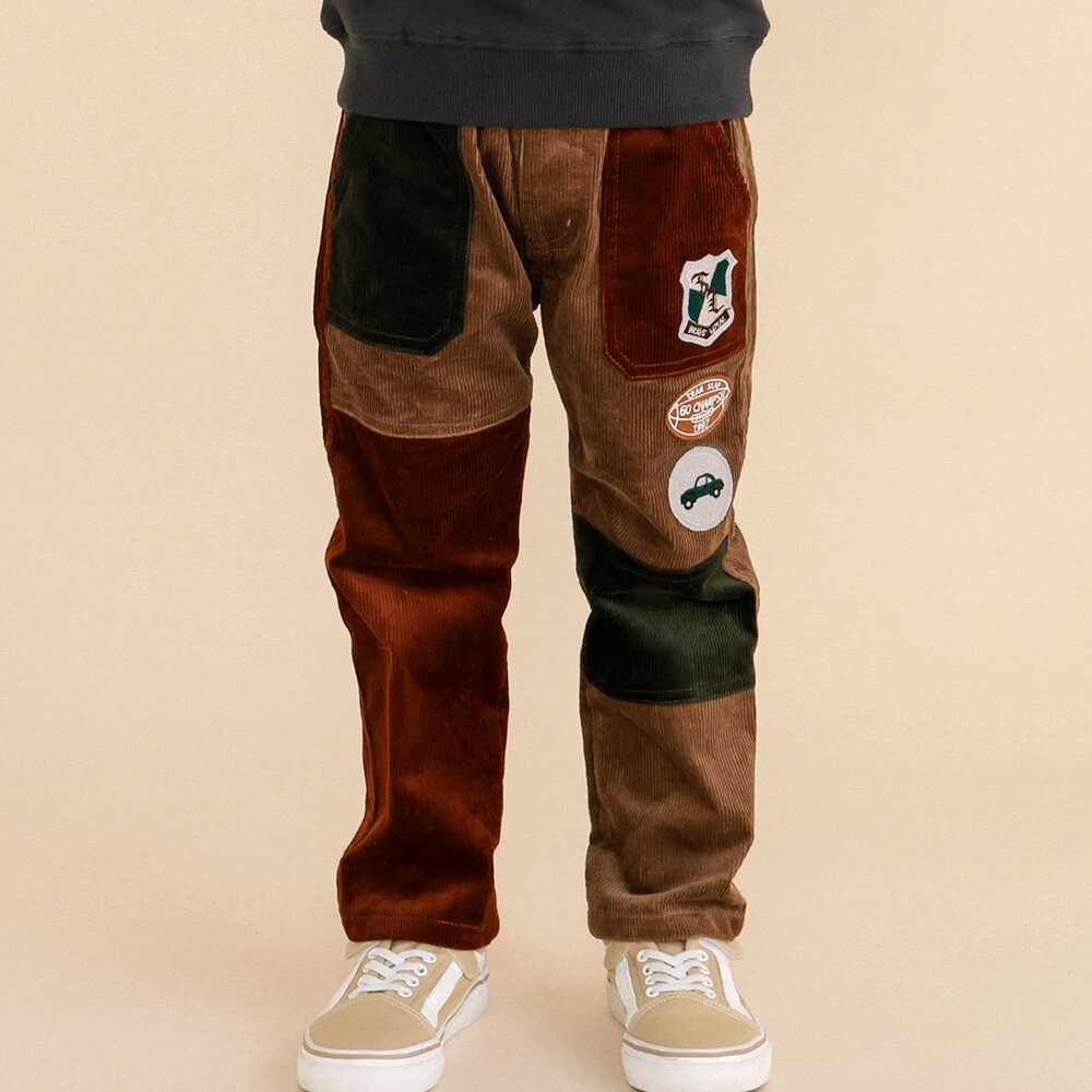 モチーフ切り替えストレッチロングパンツ(80~130cm) ベージュ 80cm