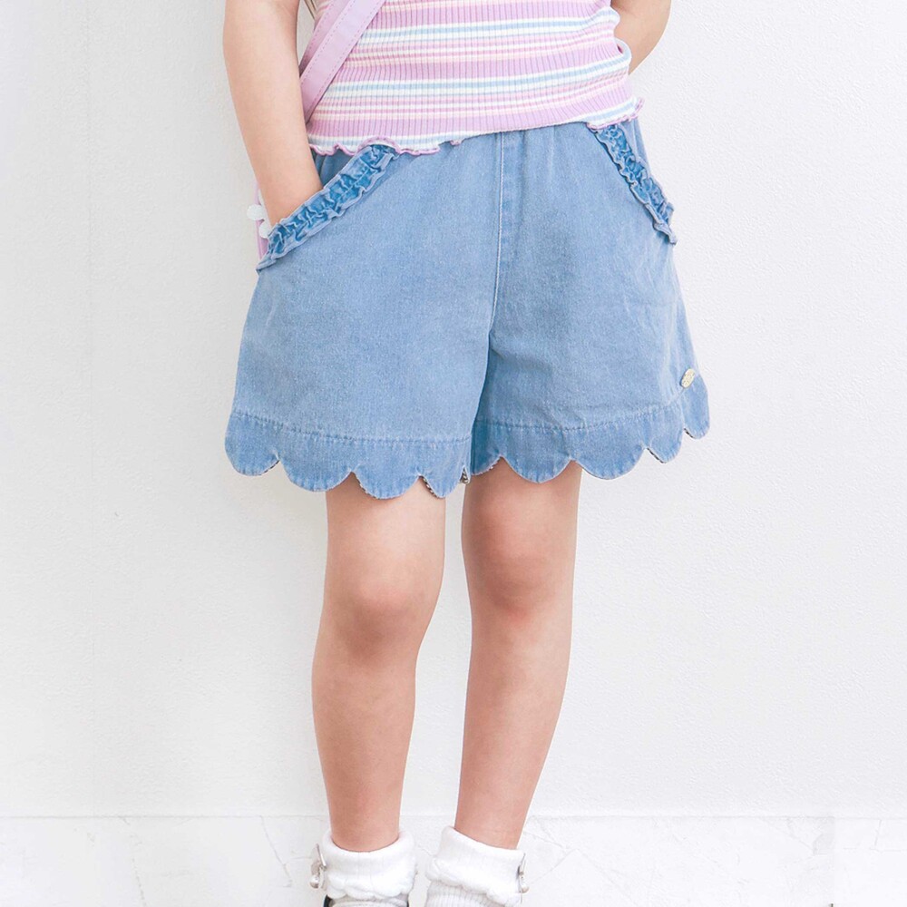 裾スカラップポケットフリルショートパンツ(90~130cm)
