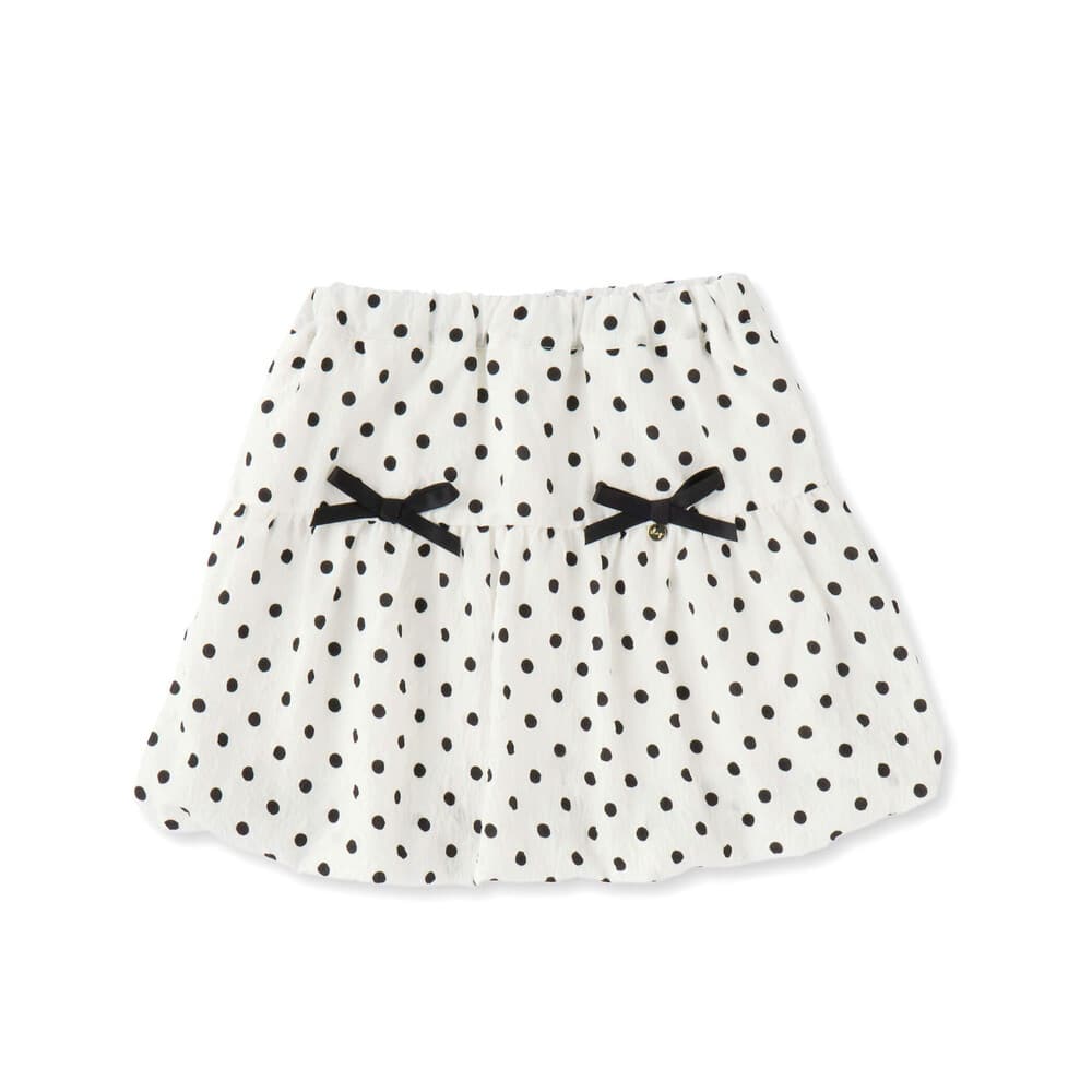 エンボスドット柄リボン付きバルーンスカート(90~130cm) ホワイト系 110cm