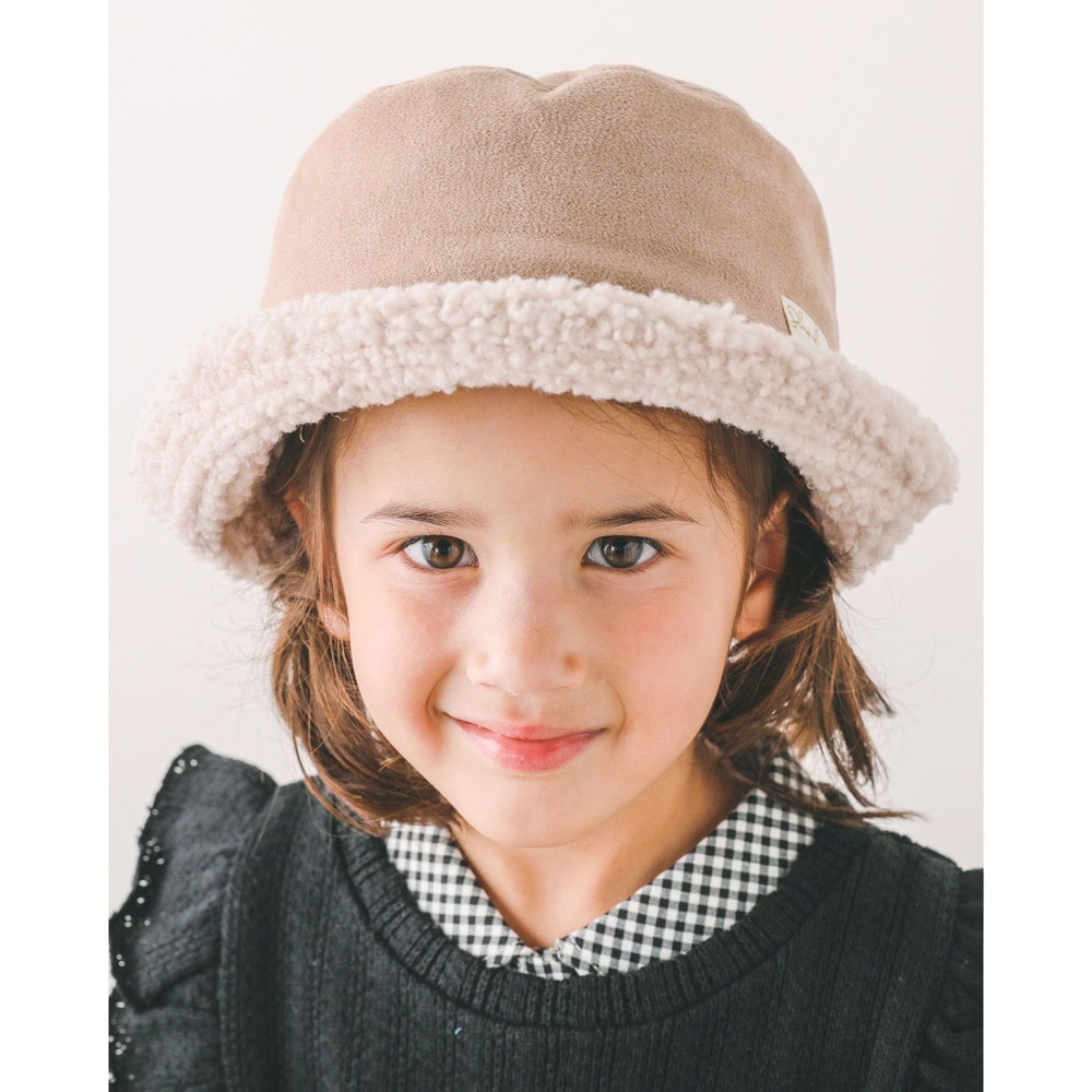 ユニセックス ボア × スエード リバーシブル バケットハット (52~54cm) ベージュ S(52cm)