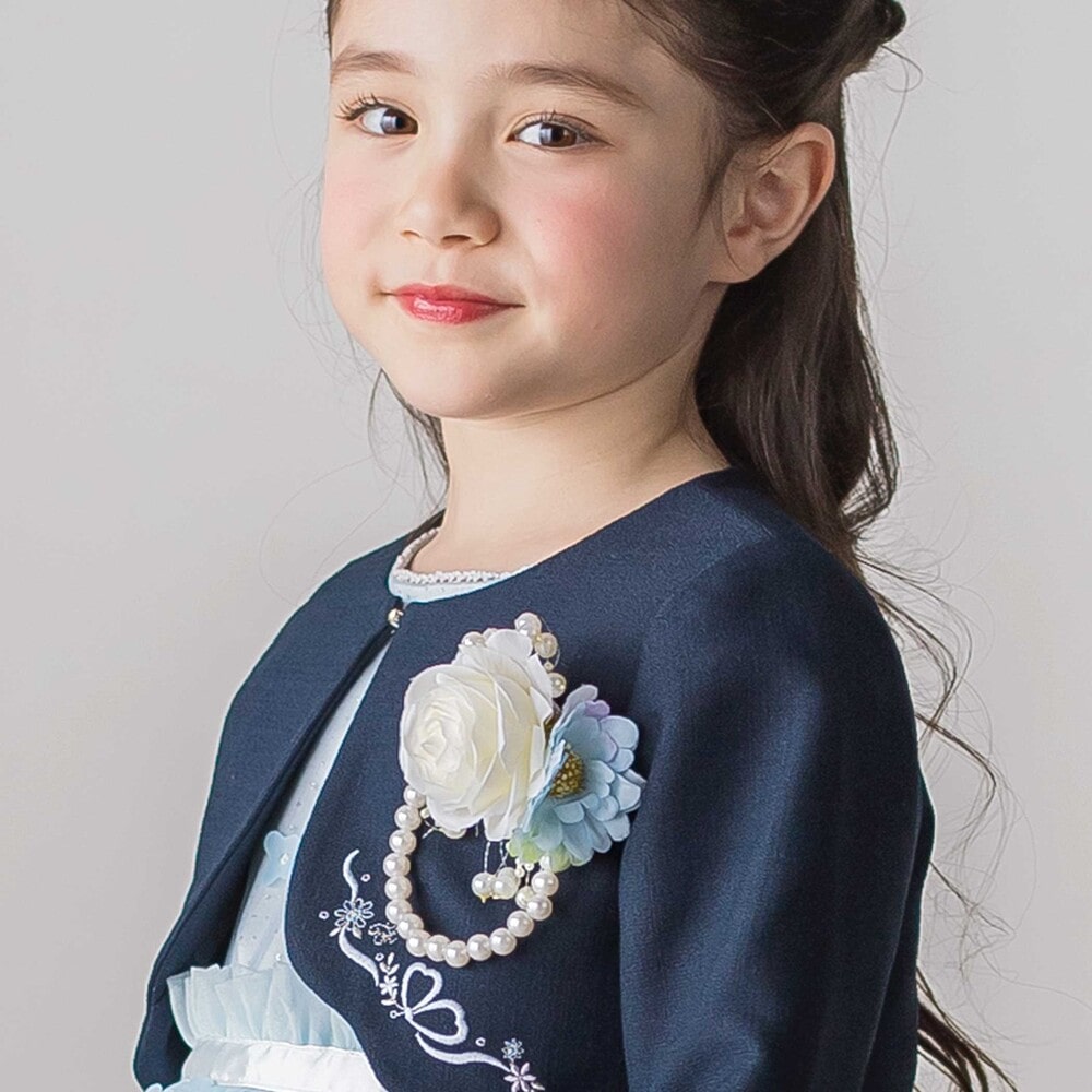 フラワーパール風ビーズコサージュ ブルー ワンサイズ