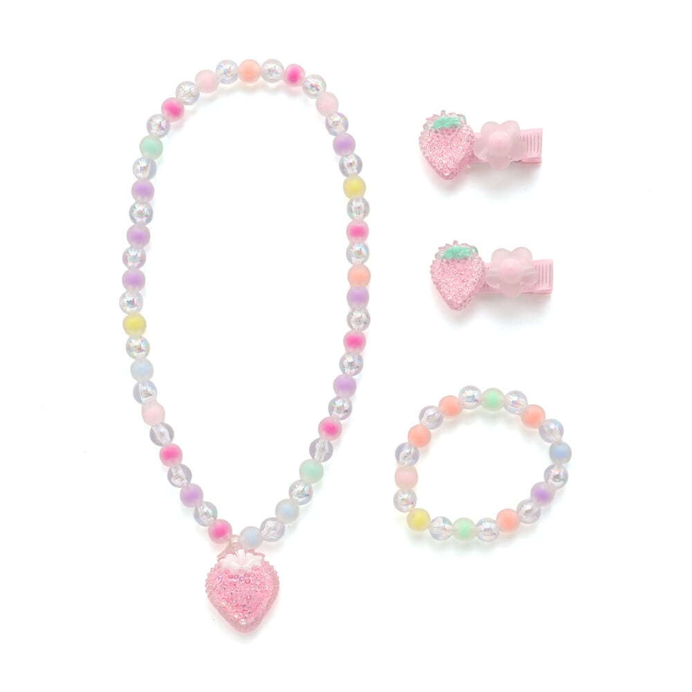 【スラプリ】ウサギイチゴイルカヘアピン+ネックレス+ブレスレットセット ピンク ワンサイズ