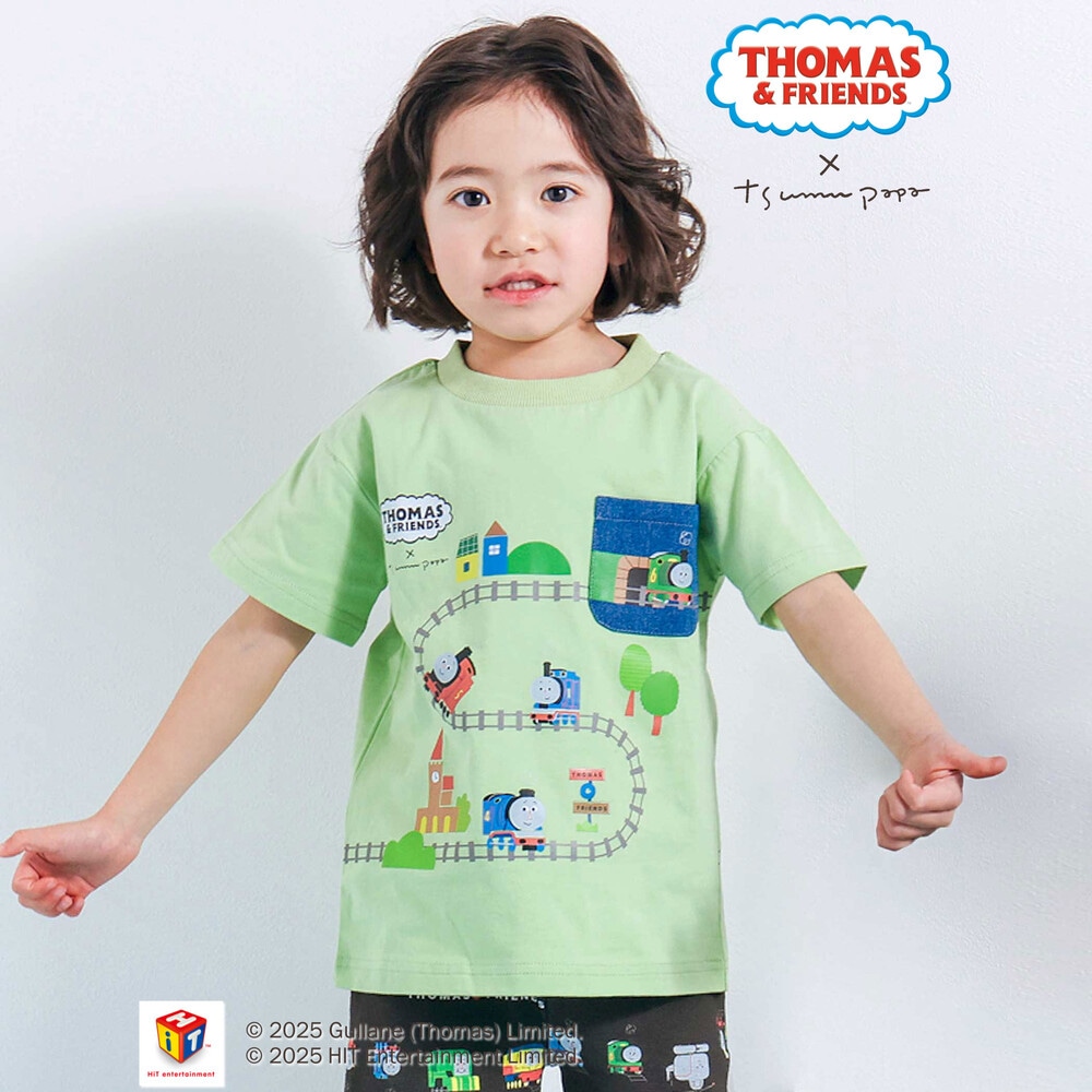 【きかんしゃトーマス×つむぱぱ×SLAPSLIP】ゴトゴトレールTシャツ(80~120cm)