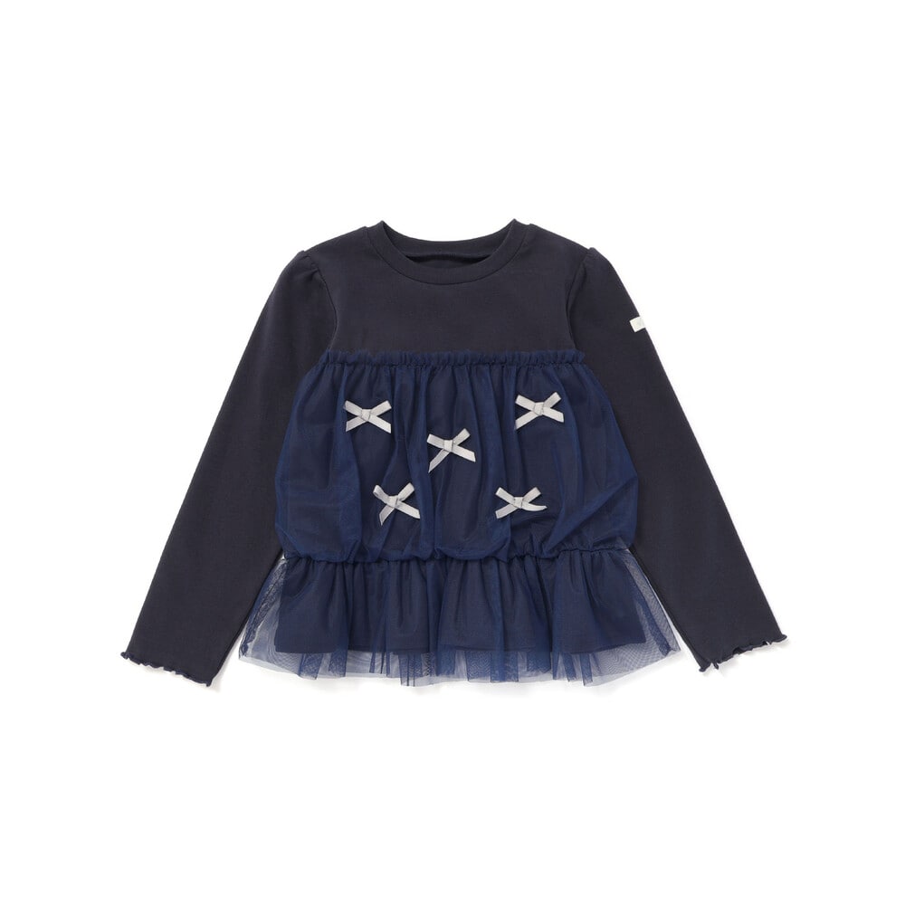 リボンいっぱいギャザーチュールドッキングトップス(90~130cm) ピンク 90cm