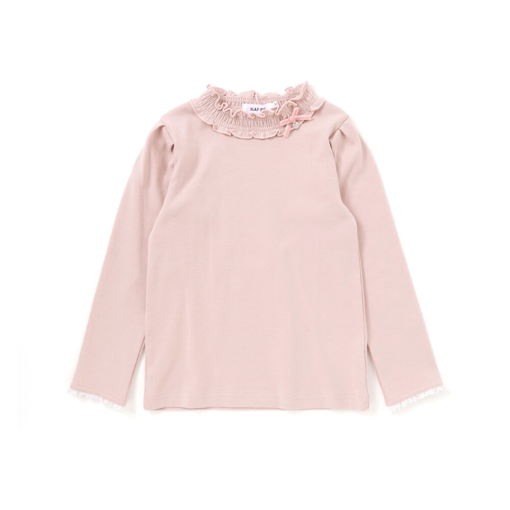 パフスリーブフリルモックネックTシャツ(80~130cm) ピンク 80cm