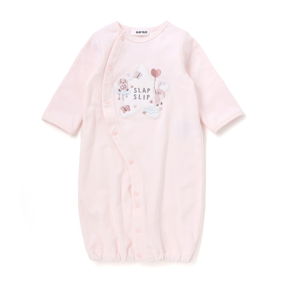 アニマルクマウサギ恐竜お星さまパッチ2WAYオールベビー(50~70cm) ピンク ワンサイズ(50-70cm)