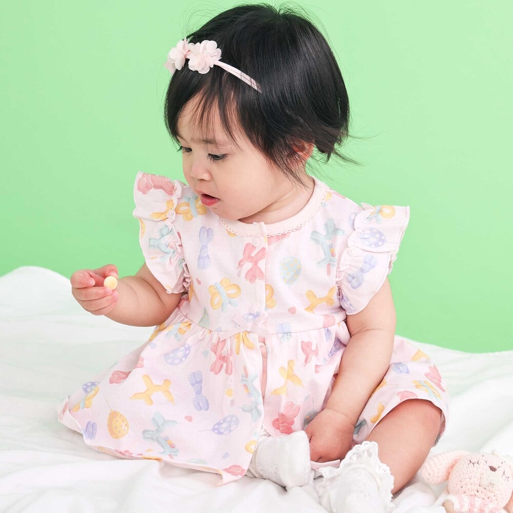 【お揃い】バルーン宝石アイス果物総柄プリントボディミニベビー(60~80cm) ピンク系 60cm