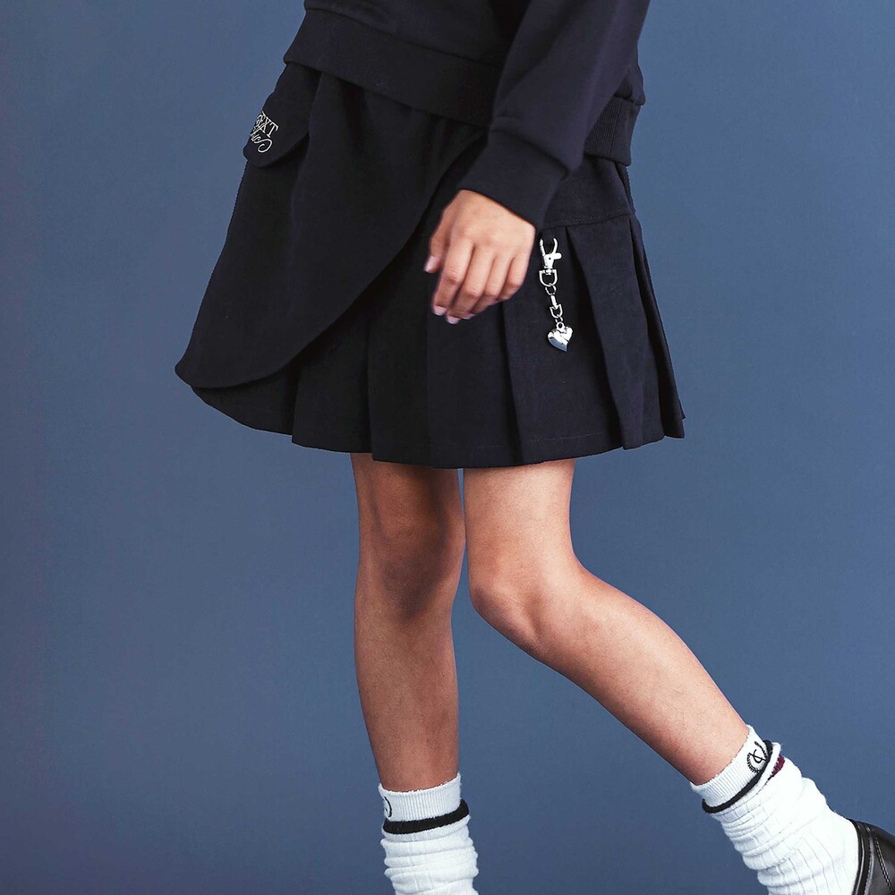 レイヤードプリーツスカパン(110~150cm) ネイビー 110cm