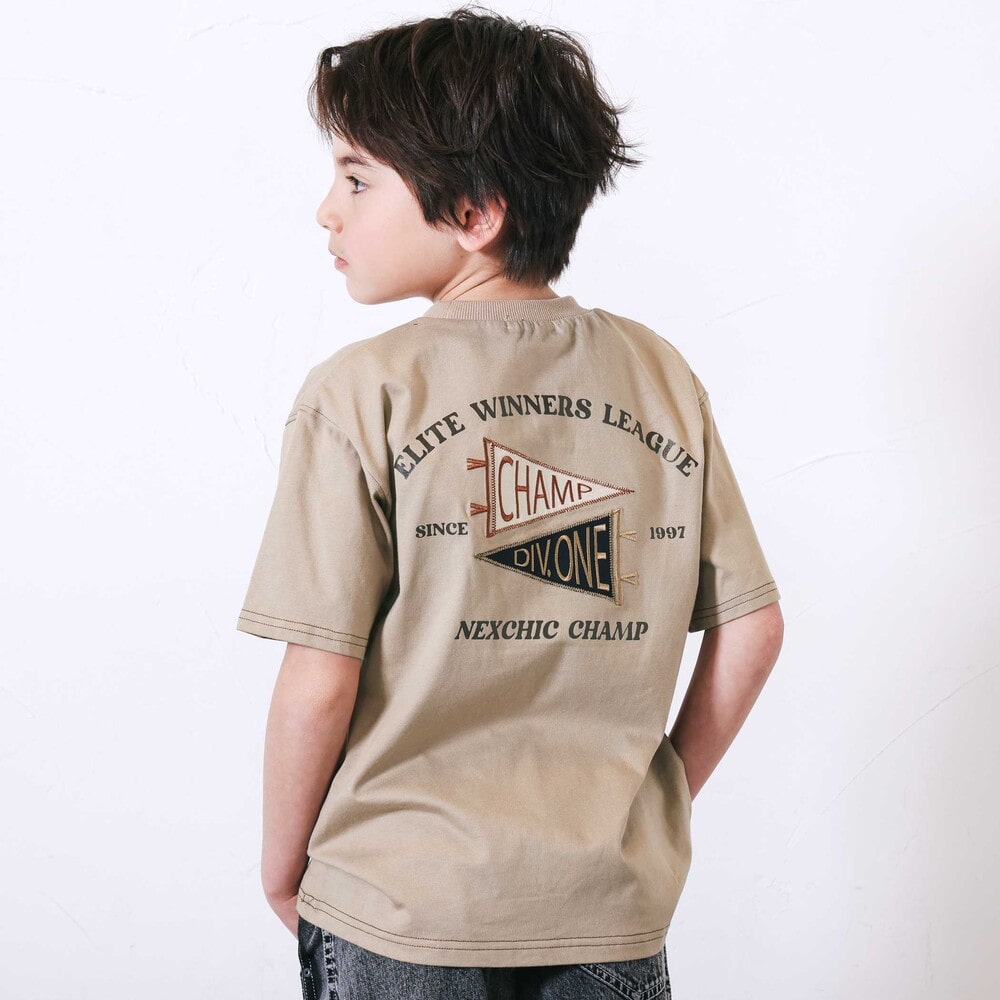 デニムポケット・ピグメントカレッジTシャツ(110~150cm) ベージュ 110cm