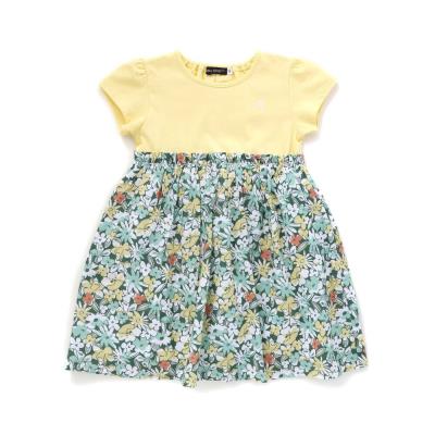 【お揃い】ドビーフラワーガーデンプリント切り替えワンピース(90~150cm)