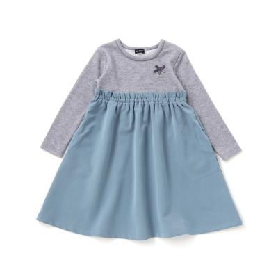 テレコ×ツイル切り替え長袖ワンピース(90~150cm)