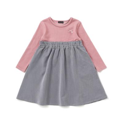 テレコ×ツイル切り替え長袖ワンピース(90~150cm)