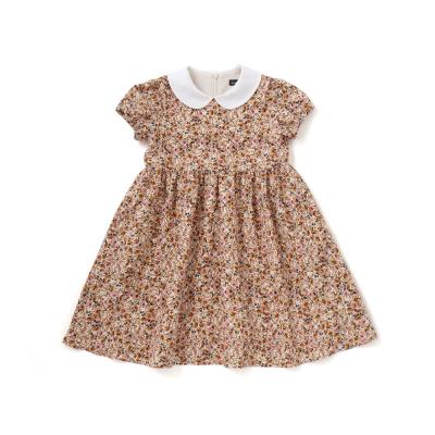 【DEVEAUX】丸襟ヴィンテージフラワープリントパフスリーブワンピース(100~130cm)