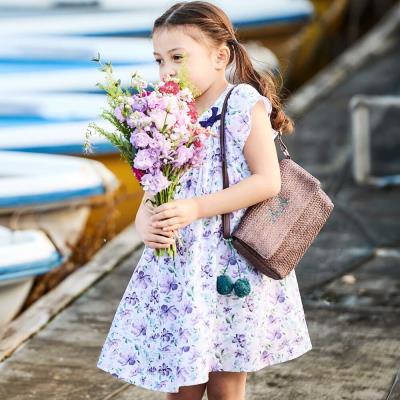 【お揃い】ジャルダンフルーリプリントサッカーフレアワンピース(90~150cm)