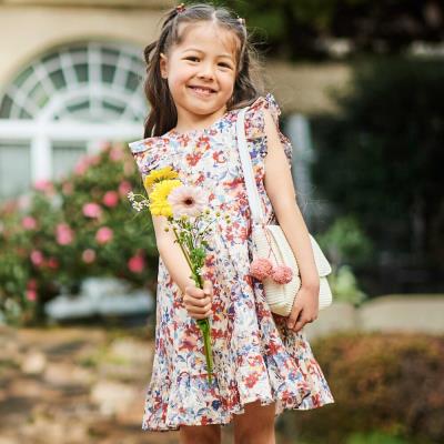 【お揃い】【DEVEAUX】ローンフラワープリントフリルワンピース(90~140cm)