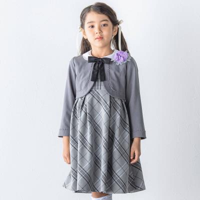 リボンタイ付きチェックワンピース+ボレロアンサンブル(110~130cm)