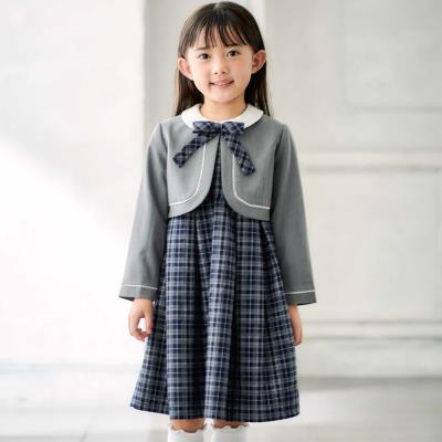 ボレロ+リボンタイ付きチェックワンピースセット(110~130cm)