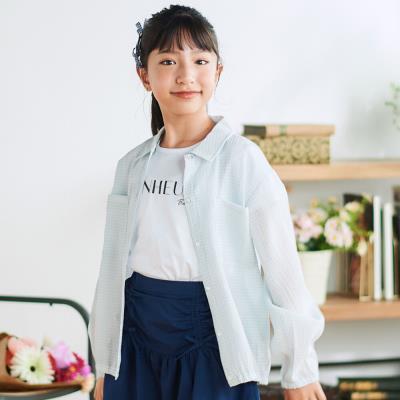 シアーチェックオーバーシャツ+ロゴ半袖Tシャツセット(100~160cm)