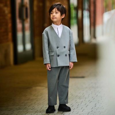 TRトロノーカラージャケット+ロングパンツ セットアップ(90~130cm)
