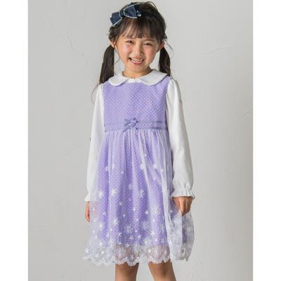 フォーマル ドット チュール 刺繍 ワンピース (110~130cm)