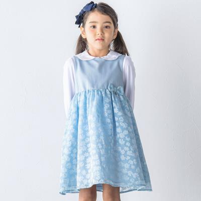 【日本製】シアー花柄切替ワンピース(110~130cm)