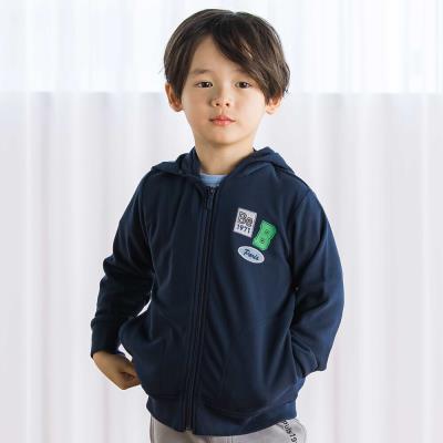 【抗菌防臭・UVカット】ミラノリブワッペン付きフード長袖ZIPカーディガン(90~130cm)