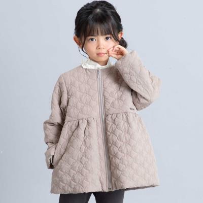 フラワーキルトタフタノーカラー中綿ブルゾン(90~150cm)