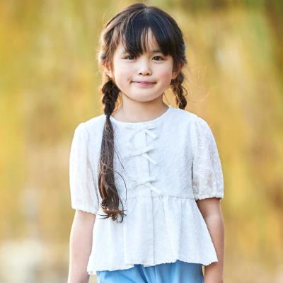 フロント3連リボンペプラムブラウス(100~150cm)