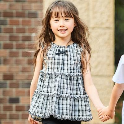 【お揃い】マドラスチェックサッカーティアードチュニックブラウス(80~150cm)