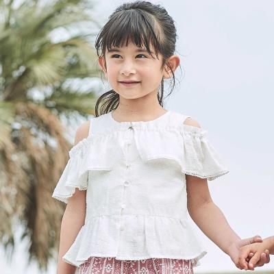2wayオフショルフリルカラーノースリーブペプラムブラウス(100~160cm)