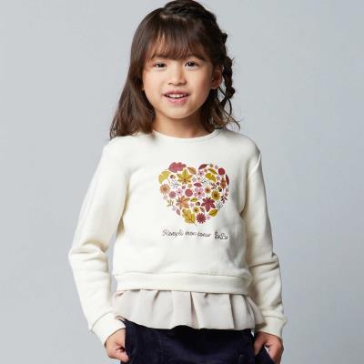 マシュマロウラケハートリーフブーケ裾フリルトレーナー(90~150cm)