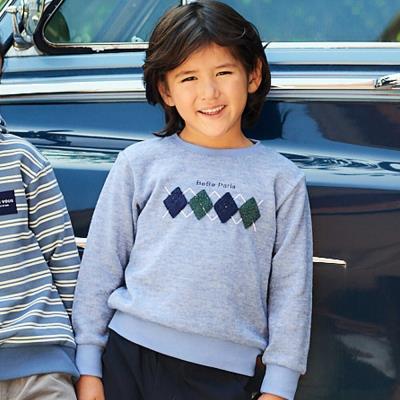 カットニットアーガイル刺しゅうプルオーバー(90~140cm)