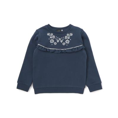 裏起毛フラワー刺しゅう切り替えフリルトレーナー(90~150cm)